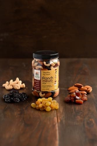 NUTRI HARVEST Premium Dry Fruits Mix pack (Panch Mewa Mix) , Natural Blend of Almonds, Cashews, Black and green Raisins and diced Dates| Fit for Fasting 2*250 (500gram)| (Re-sealable pack for freshness) — image 3