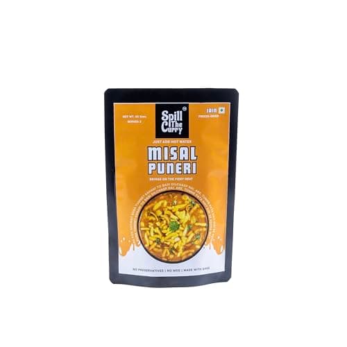 SPILL THE CURRY Puneri Misal Jain Ready to Eat | No Onion No Garlic | Authentic Maharashtrian Misal | Freeze-Dried Instant Meal | Pure Ghee, No Preservatives, MSG-Free | Travel & Hostel Friendly | Combo Pack of 5 (55g Each) — image 3
