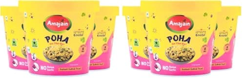 Amajain Instant Sattvik Healthy Poha, Ready-to-Eat, No Added Preservatives, No Added Flavours, Jain-Friendly, 70g (Pack of 6)