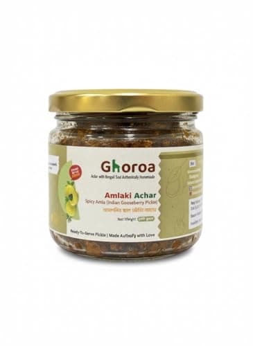 Amla (Amlaki) Achar by GHOROA - Jhal Chatpata | Authentic Homemade Bengali Spicy Indian Gooseberry/Amlaki Pickle in Mustard Oil | 250 g| Seedless Amla Pickle Without Onion & Garlic | Less Oil, Preservative-Free Indian Gooseberry Pickle — image 4