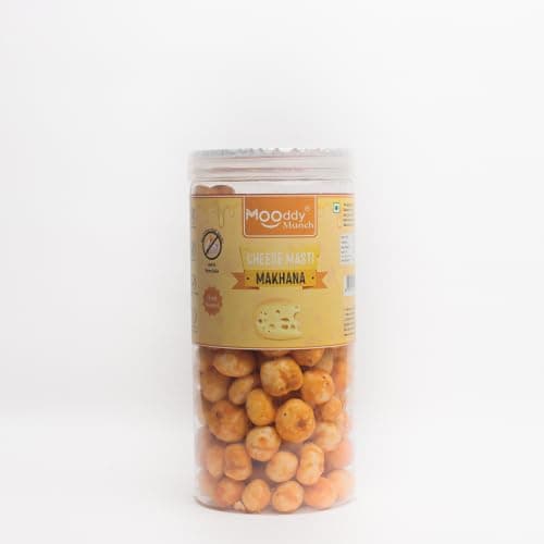 Mooddy Munch Cheese Masti Jain Flavoured & Roasted Makhana (70g) Healthy Indian Snacks, Jain Variety, No Onion No Garlic.