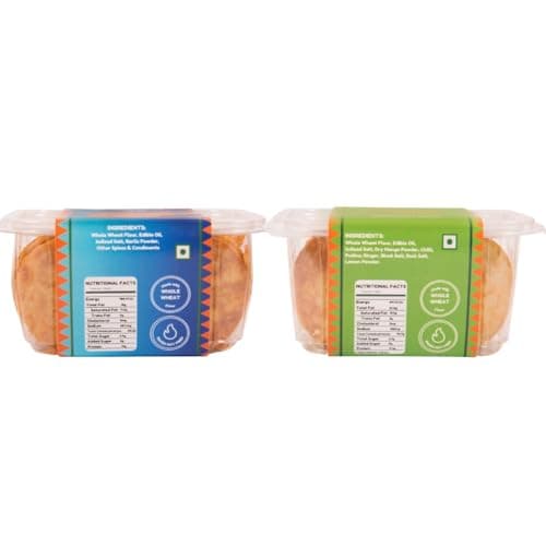 Thai & Pani Puri Mini Khakhra Combo Pack Of 2 by THE ACHAAR LIBRARY | Whole Wheat Crisps | Bite-Sized | (180 grams each, Pack of 2) — image 2