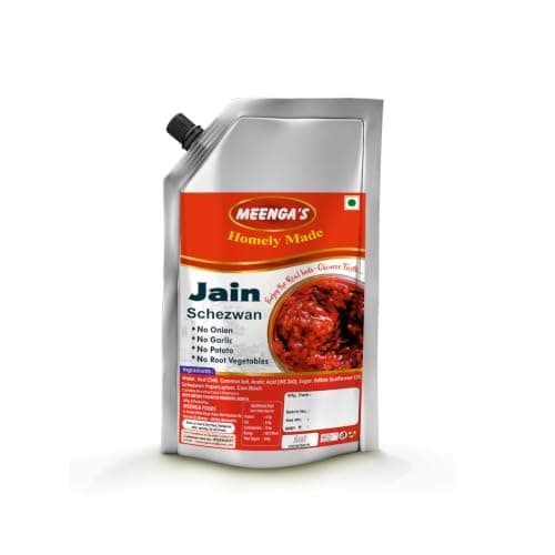 Meenga’s Jain Schezwan – 250g | No Onion No Garlic Chutney | 100% Veg | Authentic Indo-Chinese Spicy Sauce | Ready-to-Eat Dip for Momos Noodles and Fried Rice | Homemade Style with Rich Flavor