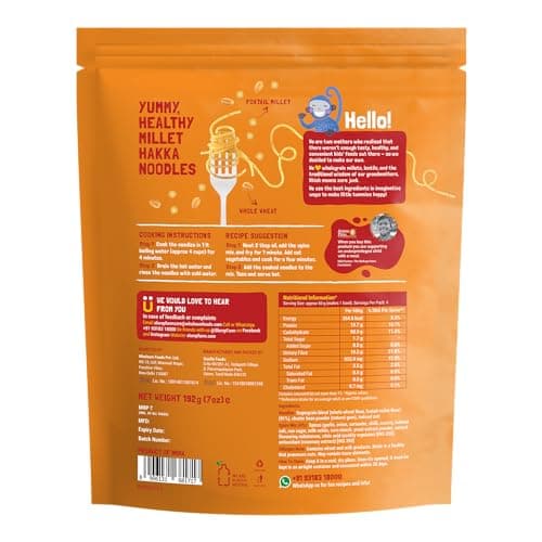 Slurrp Farm No Maida Hakka Noodles Combo, Not Fried, No MSG, Classic, Mild and Curry Masala Millet Noodles, Pack of 3 X 192 g — image 8