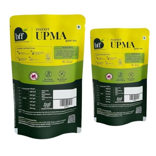 BFF Instant Upma - Pack of 2 (90g Each) | Indian Breakfast Mix | Just Add Water | Made with Semolina & Spices | No Added Preservatives | No Onion, No Garlic — image 2