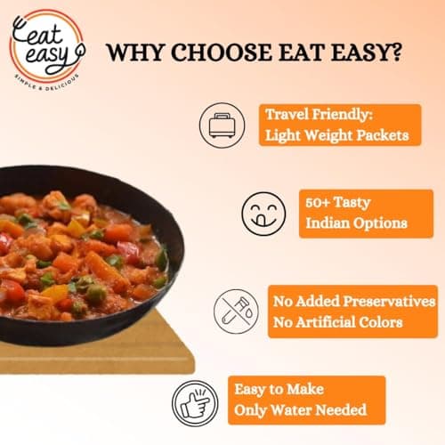 Eat Easy Ready To Eat Jain Veg Kadhai, 85gm of 1 Pack, Instant Food, Indian Meal, Travel Food, No Preservatives, No Added Artificial Colours & Flavours, Just Add Water and Cook (Pack of 2) — image 5