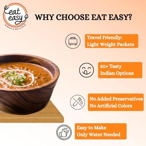 Eat Easy Ready To Eat Jain Meal Combo- Dal Tadka & Dal Makhani (62g Each) | No Garlic No Onion Ready to Eat & Cook Travel Food | Freeze Dehydrated | 100% Veg | No Preservatives | Just Add Water Instant Food — image 6
