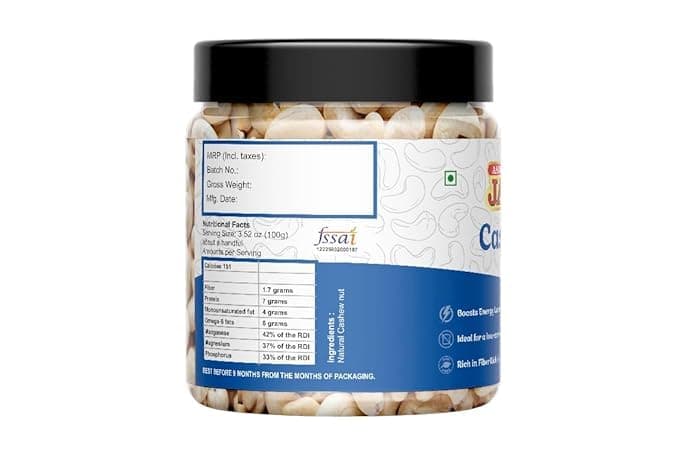 Aadeshwar Jain Cashews (600gram) | Whole Cashew Nuts | Premium Kaju | Dry Fruits rich in Protein | Rich in Fibre | Healthy Snacks ([ 200gm X 3 ] pack of 3) — image 6