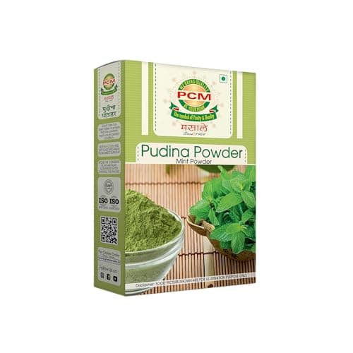 PCM Pudina Powder (Mint Powder) 100g | Natural Dry Mint Powder for Chutney, Raita, Jaljeera, Drinks, Seasonings & Cooking | Aromatic Flavor
