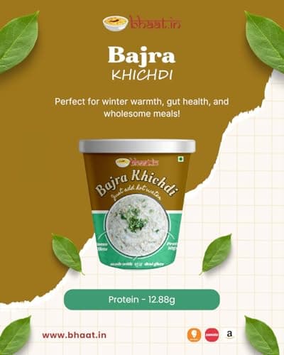 Bhaat.in Instant Bajra Khichdi |Pack of 2|PROTEIN 10GM |Wholegrain| Millet Meal |NO PALM OIL| Ready to Eat Healthy Meal | Pack of 2 | Just Add Hot Water | Gluten-Free | No Onion, No Garlic | Multigrain|Travel-Friendly | Daily meal|Ready to eat breakfast — image 2
