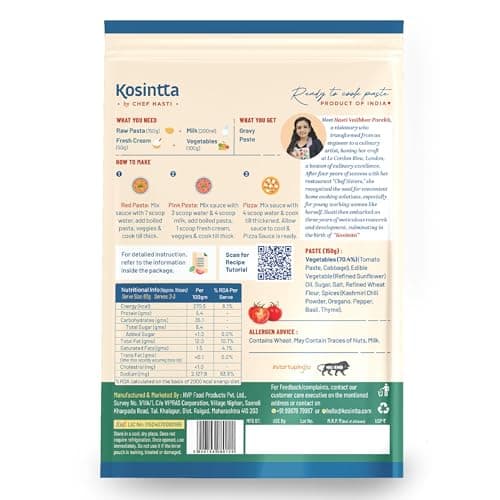 Kosintta Jain Pizza Pasta Sauce | Ready-to-Cook Italian Style Sauce | Cooks in 15 Minutes | Serves 2–3 | No Preservatives & No Palm Oil | Tasty & Aromatic | Fresh Small-Batch Sauce | 150g — image 2