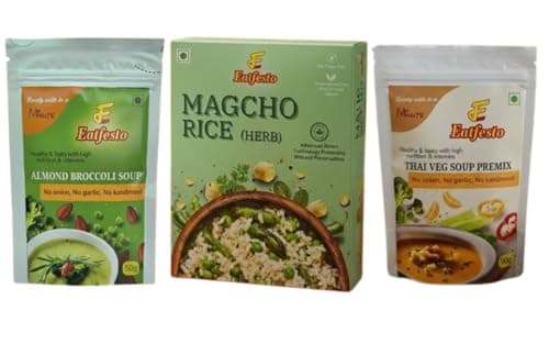 Eatfesto Almond Broccoli Soup Premix 50g | No Onion No Garlic | Jain Friendly | Healthy Instant Soup | Ready in 1 Minute