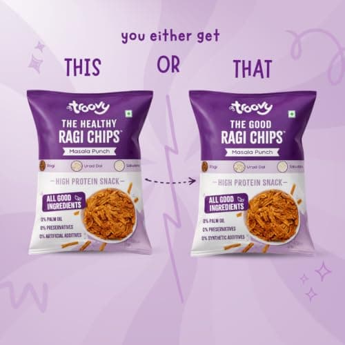 Troovy Masala Ragi Chips | Tasty & High Protein Snacks | 30% Of Protein Needs | No Palm Oil, Cholesterol or Trans Fats | 70g (Pack of 3) — image 3