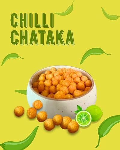 Snack First Baked Chilli Chataka Cheese Balls, Corn balls, Combo of 2, No Onion No Garlic, Jain, Puffed Snack, Corn Puffs, Healthy Snack, Namkeen, Each 80g — image 2
