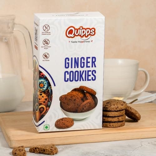Quipps Premium Ginger Cookies | Pack of 2 (200g Each) | Healthy Biscuits with Real Ginger, Jaggery & White Butter | No Maida, No White Sugar, No Preservativess | All Natural Ingredients & Crunchy Biscuits | Freshly Baked Snacks for Tea, Breakfast & Gifting — image 6
