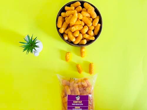 Snack First Baked Popped Ring Cheese(2) & Chitoz Cheese (2), Pack of 4, No Onion No Garlic, Jain, Puffed Snack, Corn Puffs, Healthy Snack, Namkeen, Each 80g — image 4