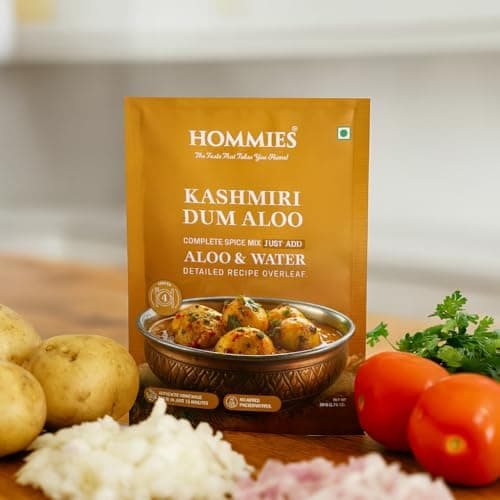 Hommies Kashmiri Dum Aloo Curry Spice Mix (Pack of 4) | Dum Aloo Masala | Ready to Cook in 15 Mins | Just Add Potatoes & Water | Serves 4 | No Preservatives | Spicy & Flavorful | 200 gm (50 gm each) — image 5