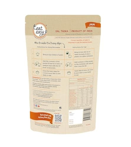 Eat Easy Ready To Eat Jain Meal Combo- Dal Tadka & Dal Makhani (62g Each) | No Garlic No Onion Ready to Eat & Cook Travel Food | Freeze Dehydrated | 100% Veg | No Preservatives | Just Add Water Instant Food — image 4