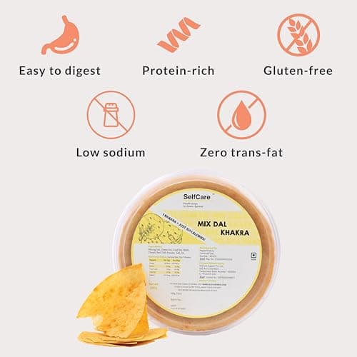 SelfCare By Suman Agarwal Mix Dal Khakhra Pack of 1 250 grams | Roasted-Healthy-Snacks-Crackers-Namkeen-Grocery | Crispy & Chatpata - Tae time - Eat with Dip | Gluten Free - Jain & Travel Friendly — image 3
