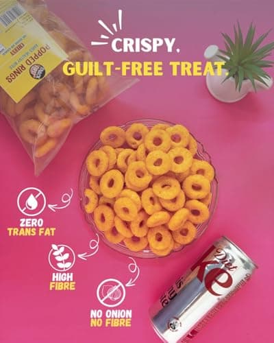 Snack First Baked Popped Ring Cheese(2) & Chitoz Cheese (2), Pack of 4, No Onion No Garlic, Jain, Puffed Snack, Corn Puffs, Healthy Snack, Namkeen, Each 80g — image 3