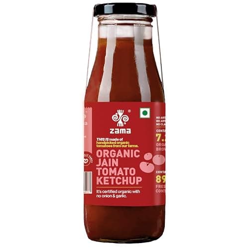Zama Organic Jain Tomato Ketchup 300g Pack of 2 Glass Bottles | No Onion No Garlic Tomato Sauce | Made from Real Tomatoes, Tangy Rich Taste | No Preservatives, Traditionally Produced | For Snacks & Meals — image 7