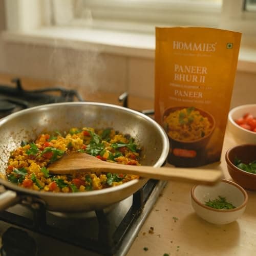 Hommies Paneer Bhurji Curry Spice Mix (Pack of 4) | Paneer Bhurji Masala | Ready to Cook in 15 Mins | Just Add Paneer & Milk | Serves 4 | Made with Cashew Nuts | No Preservatives | 200 g (4 × 50 g) — image 5