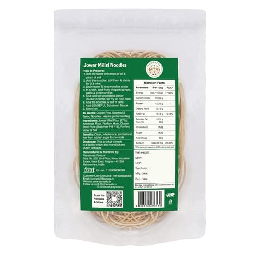 SENSEFUL Jowar (Sorghum) Millet Noodles Pack of 2 - Gluten-Free (Zero Maida & Zero Wheat), 77% Jowar, Source of Protein, High Fibre, Fat-Free, Low Sugar & Non-Fried - 200 gm each — image 2