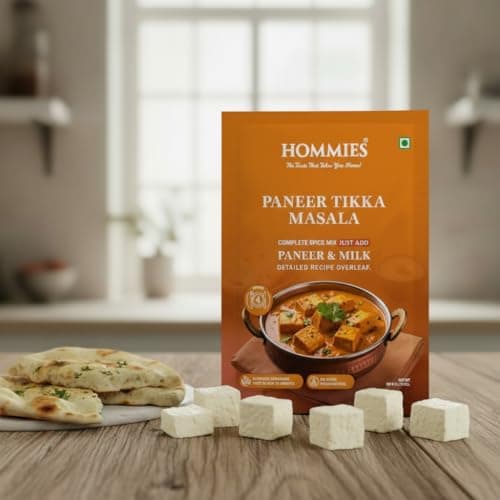 Hommies Dhaba Style Paneer Tikka Masala Curry Spice Mix | Ready to Cook in 15 mins | Just Add Paneer and Milk | Shahi Paneer Tikka Masala Spice Mix | Serves 4 | Made with Cashew Nuts | No Preservatives | 50 gm each (Pack of 4) — image 3