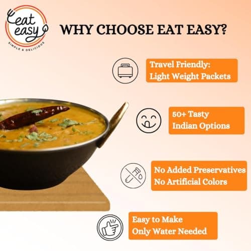 Eat Easy Ready To Eat Jain Meal Combo- Dal Tadka & Dal Makhani (62g Each) | No Garlic No Onion Ready to Eat & Cook Travel Food | Freeze Dehydrated | 100% Veg | No Preservatives | Just Add Water Instant Food — image 7