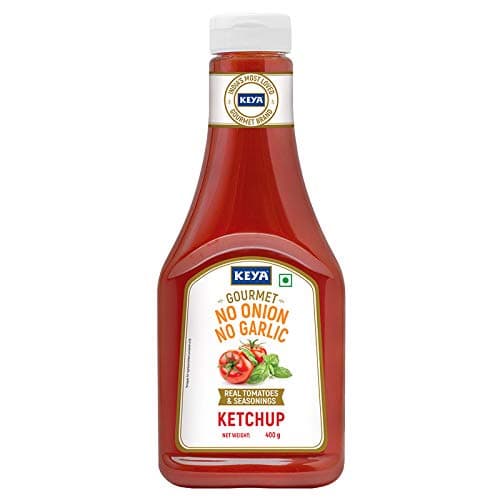 Keya Gourmet Tomato Ketchup No Onion No Garlic | PP Bottle Pack of 2 x 400 Gm