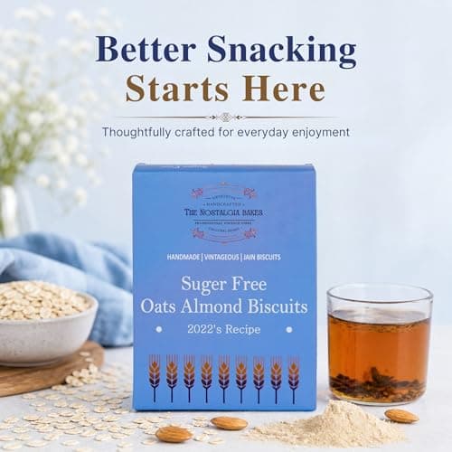 Amba Combo Pack | Desi Ghee Atta Biscuits & Sugar Free Oats Almond Biscuits | Handmade Premium Jain Cookies | Healthy Tea Time Snack | Crunchy Bakery Cookies Combo Pack — image 2