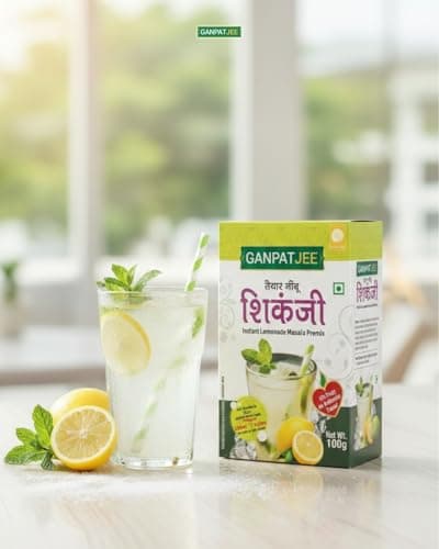 Ganpatjee Instant Shikanji Premix, 200G | No Need to add anything | |Just mix Water/soda | | Ready in Seconds | Instant Indian Lemonade Powder | Summer Cooling Drink | Aids Digestion