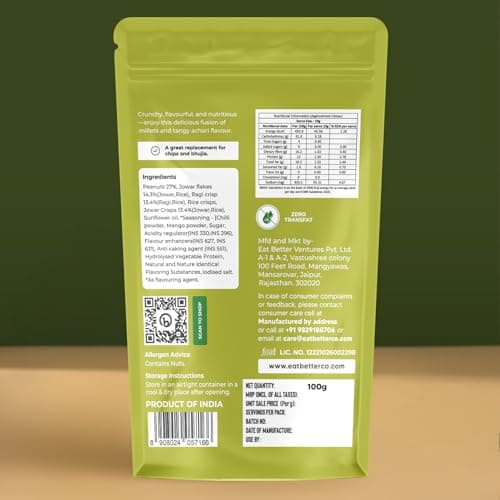 Eat Better Co – Millet Namkeen – Mango Achari – Chatpata, Healthy Namkeen Snack – Roasted, Not Fried | No Palm Oil | Healthy Replacement of Chips & Bhujia – 100 grams — image 3