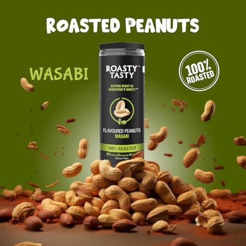 Roasty Tasty Wasabi Flavour Roasted Peanuts|Healthy Snacks|Rich In Protein & Fibre|Roasted, Not Fried Snacks|Healthy Food|Namkeen Peanuts|Crunchy Masala Peanuts|Pack Of 2 (150G Each) — image 3