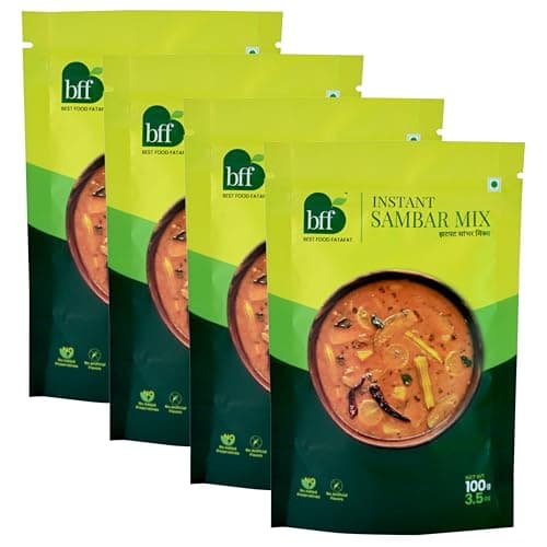 Instant Sambar Mix – Pack of 4 (100g Each) | Ready-to-Cook South Indian Curry | Made with Lentils & Spices | No Added Preservatives | No Onion and No Garlic | Suitable for Rice, Idli, Dosa & Vada | Easy to Prepare