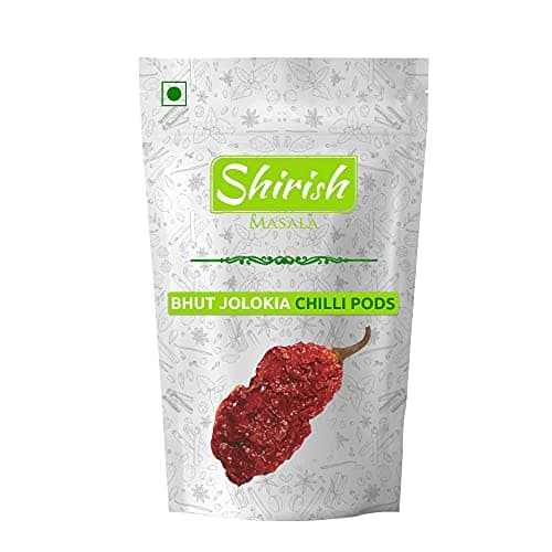 Shirish Masala Bhut Jolokia | Ghost Pepper | Hottest Naga King Dry Red Chilli (Oven Dried) (Organically Grown) 50 Grams (40-45 Chilli Pods) Fire up any dish with a dash of this chilli — image 4