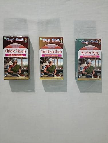 Desi Dadi Premium Indian Spice Mix Set, Chole Masala, Shahi Biryani Masala, Kitchen King, No Onion No Garlic, 100g Each