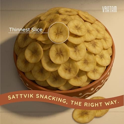 Vratam Banana Chips | Thinnest Fasting Wafers for Navratri | Pure Vrat Friendly Sendha Namak Banana Chips | No Onion No Garlic No Palm Oil | Healthy Jain Friendly Snacks Namkeen | 60G (pack of 1) — image 4