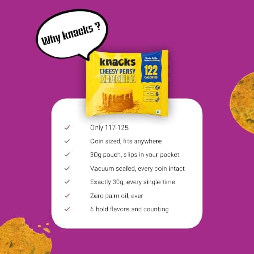 Knacks The Full Knacks Khakhra Chips Variety Pack | All 6 Flavours Coin Khakhra, 6 x 30g | 117-125 Calories Per Pack | Healthy Snack Gift Box | No Palm Oil, No Maida, Not Fried | High Protein — image 6