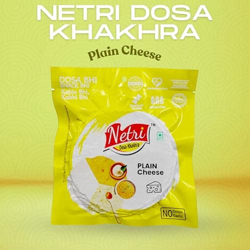 Netri Cheese Dosa Khakhra - 50 gms each, Pack of 4 | Ready to Eat Traditional Khakhra Snacks | Gluten Free Khakhras | Vacuum Packed Khakra Fresh Gujarati Snacks with No Onion & No Garlic | Roasted Dosa Khakhras — image 4