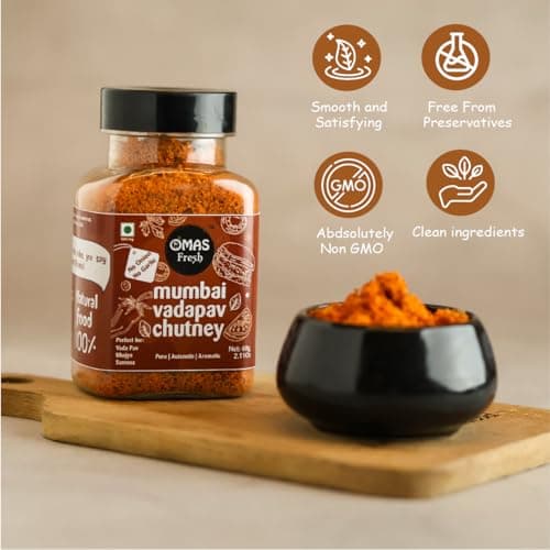 Omas Fresh No Onion, No Garlic Mumbai Vadapav Chutney 60g, Instant Coconut Dry Chutney | Perfect for Vadapav, Bhajiya, Samosa (60g, Pack of 2) — image 5