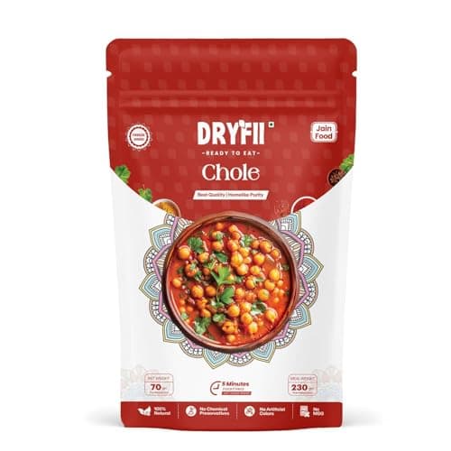 Dryfii Jain Chole | Ready-to-Eat-Food | No Onion No Garlic | Instant Meal | Freeze Dried | Dehydrated Weight 70 g |Rehydrated Weight 230 g