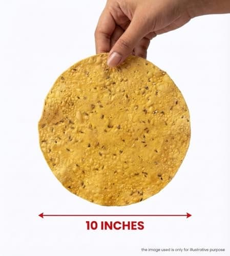 JAIN Papad Moong Dal Special, Light Masala, 400g, Papad Size-10 Inches, Handmade, Zipper Packing, No Preservatives, Contains 22-24 Papads Per Pack — image 3