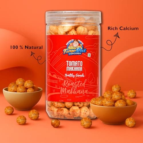 Time Out Popcorn Tomato Jain Roasted Makhana, Fasting Friendly, Plant-Based, Gluten-Free Snack, Pack of 2 x 70g — image 4