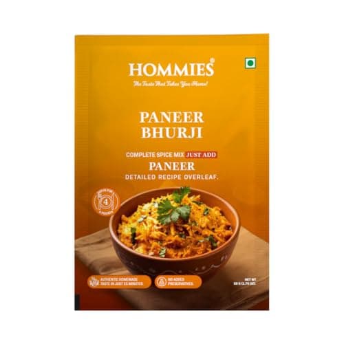 Hommies Paneer Bhurji Curry Spice Mix (Pack of 4) | Paneer Bhurji Masala | Ready to Cook in 15 Mins | Just Add Paneer & Milk | Serves 4 | Made with Cashew Nuts | No Preservatives | 200 g (4 × 50 g)