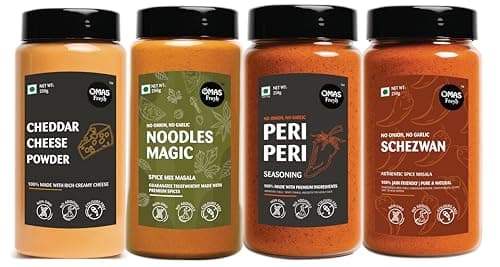 Omas Fresh No Onion No Garlic Noodles Magic Masala & Peri Peri Seasoning | 250g × 2 Combo Pack | Spicy & Flavorful Duo for Noodles, Pasta & Everyday Cooking — image 8