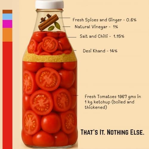 The True Tomato No Onion No Garlic Ketchup|Homemade And Made To Order|100% Natural|80% Fresh Tomatoes |No Chemicals,No Added Colors,No Oils,No Preservatives,No Thickeners (220 Gram,No Garlic Ketchup) — image 3