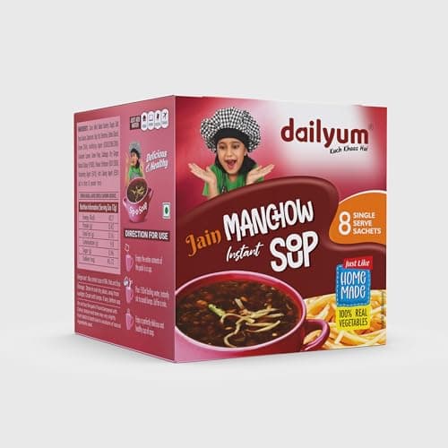 Dailyum Crispy Fried Noodles + Jain Instant Soup Box-Tomato and Manchow| 8 Single Serve Sachets,12g Each| Sip-A-Soup| Natural | No MSG | Pack of 3 Box — image 4