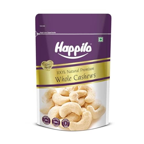 Happilo Premium Natural Whole Cashews 200g Value Pack | Dry Fruits, Kaju, Healthy Snacks | Unsalted Cashew Nuts | Crunchy, Nutritious & Delicious Nuts | Rich in Protein, Magnesium & Phosphorus