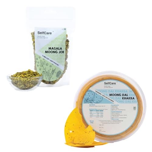 SelfCare By Suman Agarwal Moong Dal Khakhra & Masala Moong Jor - (Combo Pack) | Roasted | Savoury - Snacks - Namkeen - Grocery | Spicy Crunchy & Chatpata - Tea time Snacking | Jain & Travel Friendly